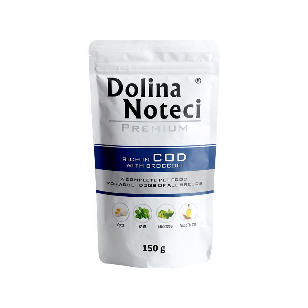 Premium Rich In wet dog food with cod and broccoli - Doypack